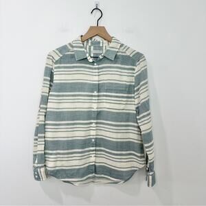 Outerknown Costa Button Down Gauzy Double Weave Shirt In Blue Women's Size Small